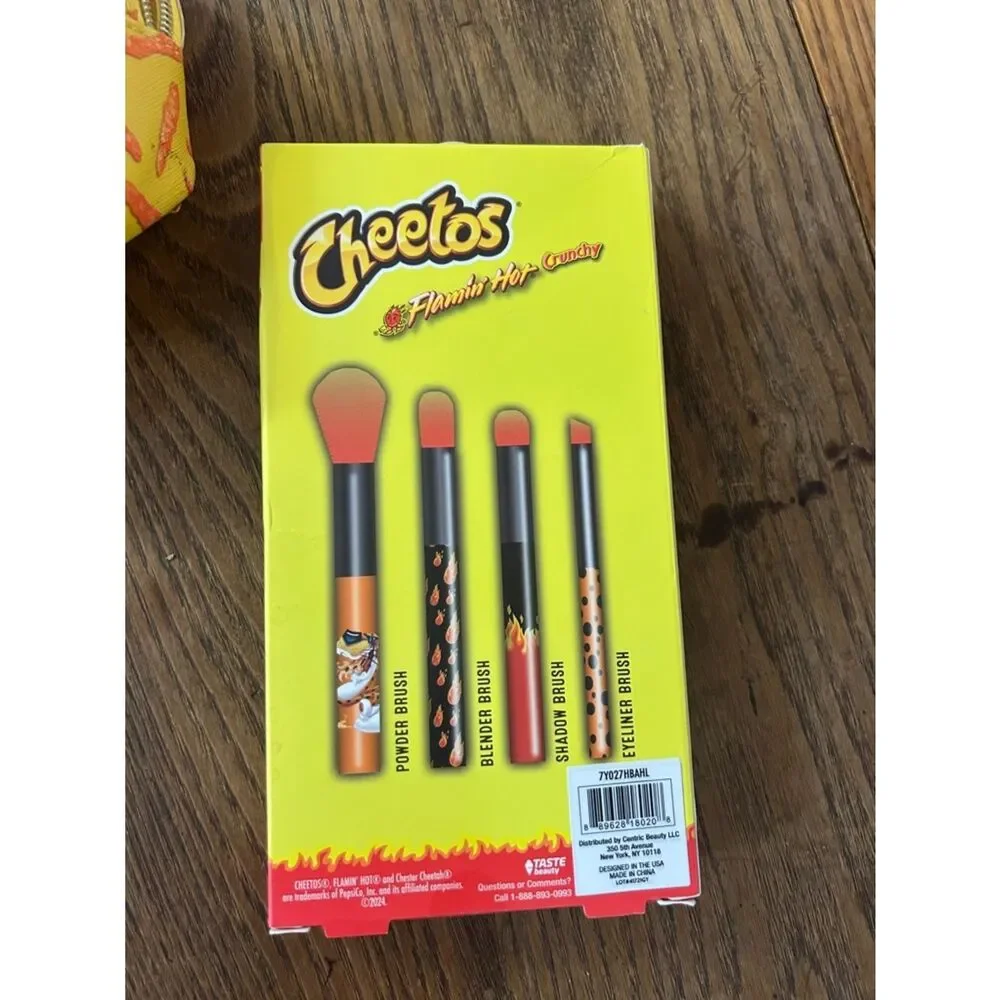 Flamin' Hot Cosmetic Brush Set -Cosmetics Bag ain’t easy being cheesy 🧀